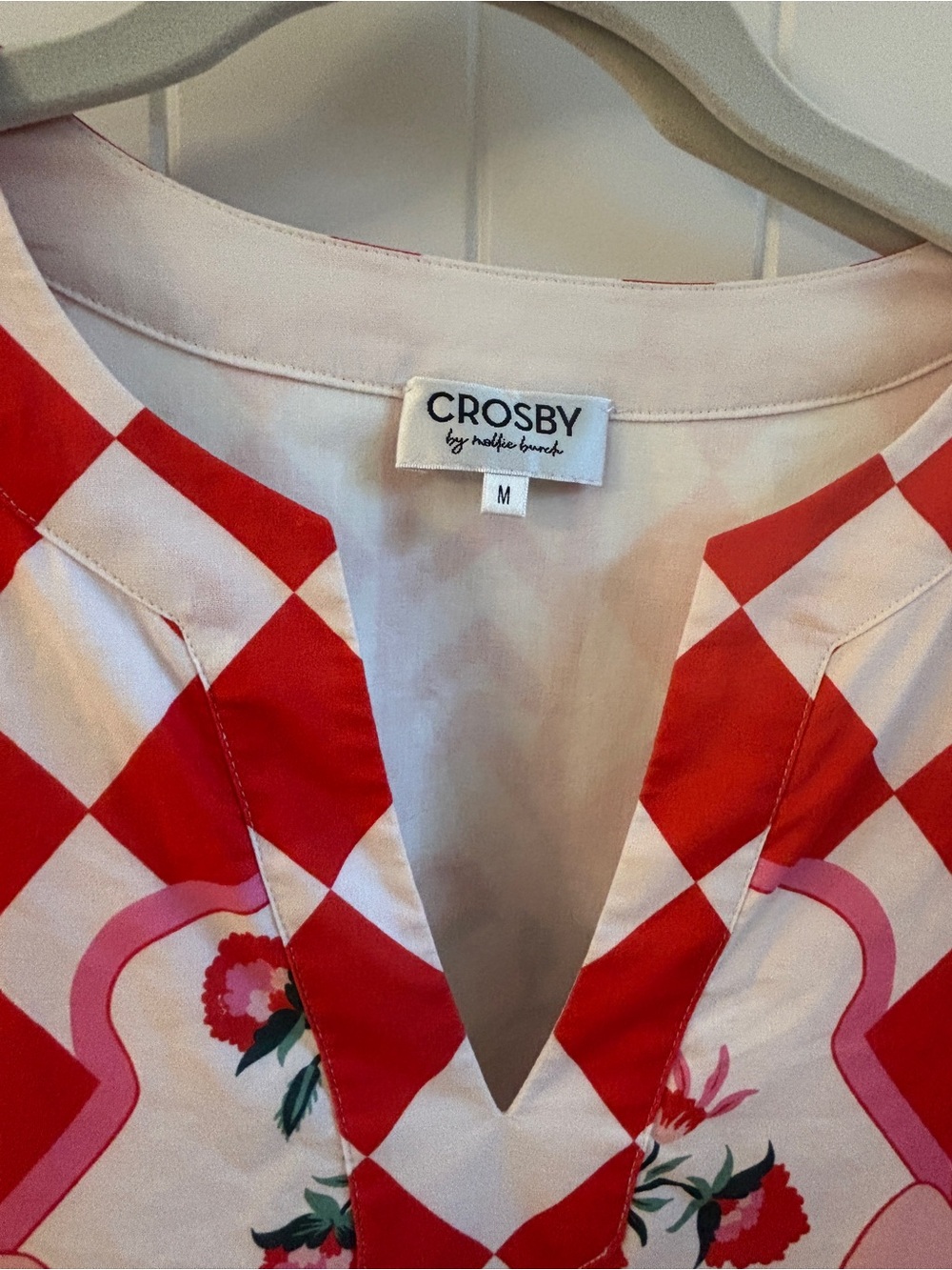 CROSBY by Mollie Burch Red & Pink Floral Geometric Blouse - Picture 2 of 3